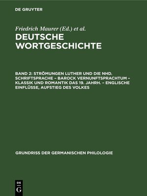 cover image of Strömungen Luther und die Nhd. Schriftsprache – Barock Vernunftsprachtum – Klassik und Romantik das 19. Jahrh. – Englische Einflüsse, Aufstieg des Volkes